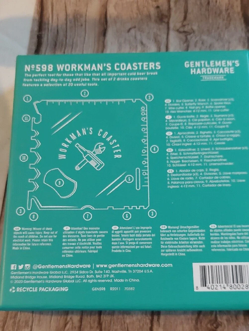 Black Workman's Coaster Multi-Tool Card